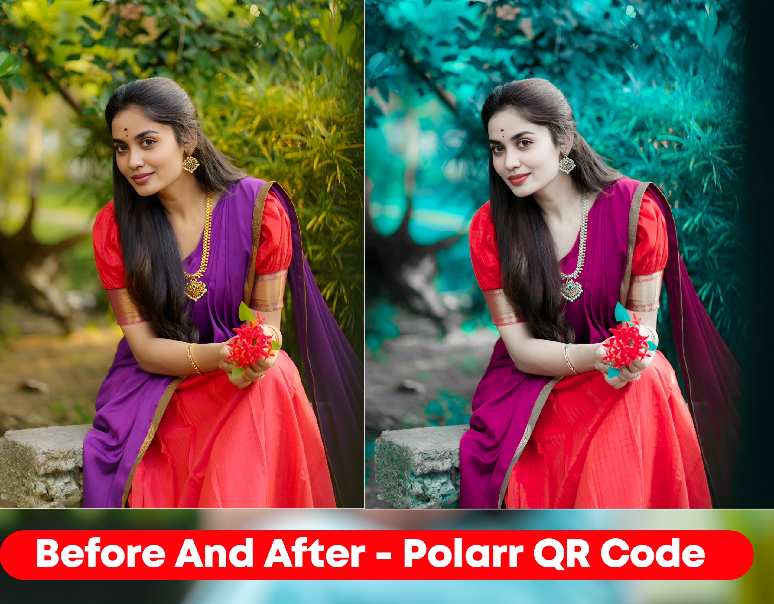 Polarr QR Code Photo Editing - Before And After 